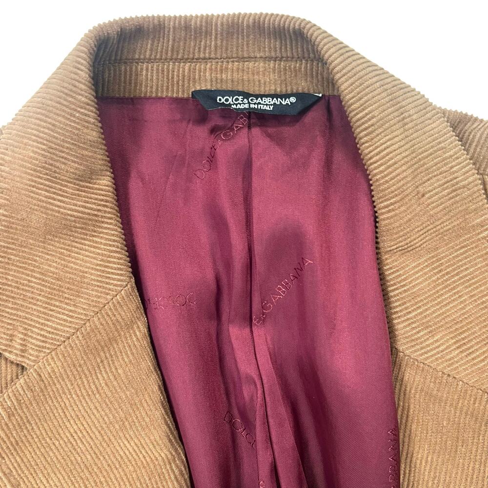 Dolce & Gabbana Camel Corduroy Blazer Men 42R Italy Cranberry Lining Retail$1200 - Picture 2 of 11